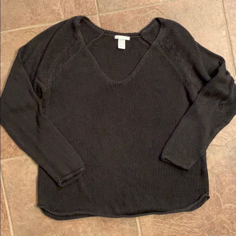 H&M open knit sweater.  Charcoal